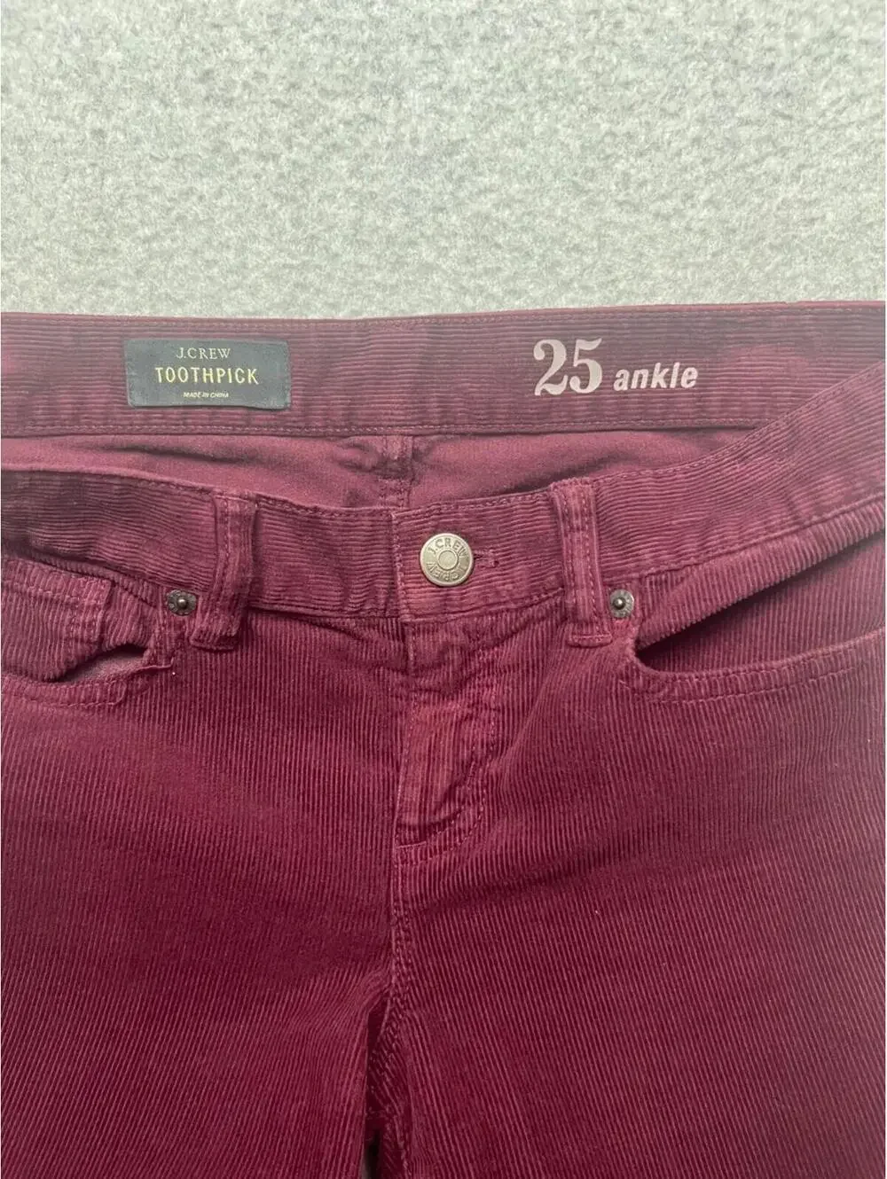 J Crew Toothpick Skinny Corduroy Pants Womens 25 Ankle Straight Casual